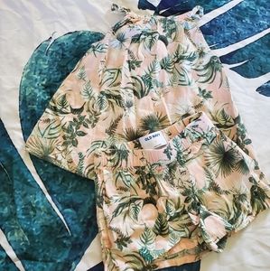 Old Navy 2T Pink Green Floral Top Shirt 2 Piece Matching Outfit Top & Shirts